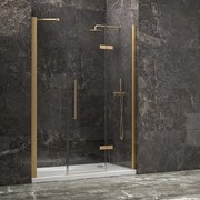 Porta doccia 130cm battente e 2 fissi oro spazzolato | KT6000G - KAMALU