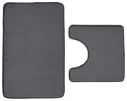 Set di tappetini per il bagno grigio scuro in memory foam 2 pz per WC 50x80 cm Anti-Bacterial – Catherine Lansfield