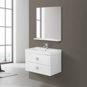 Mobile Bagno Sospeso 2 cassetti bianco laccato 75x51 cm con cassettoni