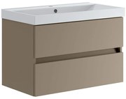 Mobile sottolavabo e lavabo Kora per vasca centrale laccato opaco nocciola L 79.5 x H 50 x P 45.5 cm 2 cassetti