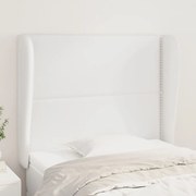 Testiera Ad Orecchio Bianca 93x23x118/128 Cm İn Similpelle /