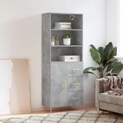 Credenza grigio cemento 69,5x34x180 cm in legno multistrato