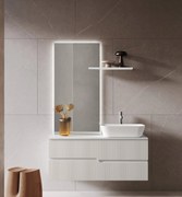 Mobile Bagno Sospeso Cannettato 120 Cm Due Cassetti Specchio Led Con Touch 60x90 Cm ItalBagno "Victor"