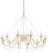 Lampadario Shabby Chic-Provenzale Corte Metallo Bianco 12 Luci E14