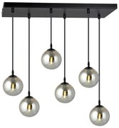 Lampadario a sospensione con filo COSMO 6xE14/10W/230V nero/grigio