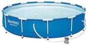 Piscina steel pro tonda con telaio portante cm.366x76h. - kg.22,7 - lt.6.473 -filtro cartuccia (art.56681) 1 pezzi Bestway