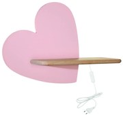 Applique LED per bambini con mensola HEART LED/5W/230V rosa/legno