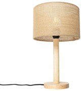 Lampada da tavolo rustica in legno con paralume in lino naturale 25 cm - Mels