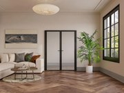 Blocco porta reversibile a due battenti H204 cm x L146 cm in Alluminio e Vetro temperato - LOXTON