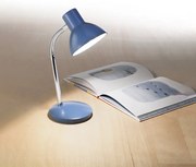 Lampada Da Scrivania In Metallo Moderna Play Blu Cromo 1 Luce E14