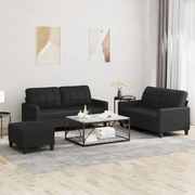 Set Di Divani 3 Pz Con Cuscini Nero İn Similpelle /