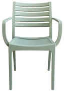Poltrona In Plastica Per Esterno E Interno, Polipropilene Colorato Verde Chiaro - Per Giardino, Terrazzo O Sala Da Pranzo