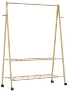 Appendiabiti Con Ripiani E Ruote 132x45,5x155,5 Cm İn Bambù /