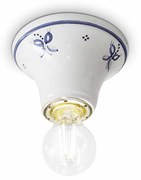 Plafoniera Classica Trieste Bianco Decorato Filo Blu 1 Luce E14