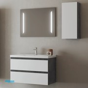 Mobile Bagno Sospeso "Grace 4" Da 100 cm Composto Da Due Cassetti Finitura Lamiera Ossidata\Bianco Lucido