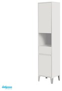 Colonna Portasciugamani A Terra "Mondo 2.0" Da 183 Cm Composto Da Due Ante Ed Un Cassetto Finitura Bianco Opaco/Bianco Laccato