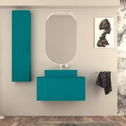 Mobile da bagno sotto lavabo Modula blu petrolio laccato opaco L 90 x H 43 x P 44 cm 2 cassetti, lavabo non incluso