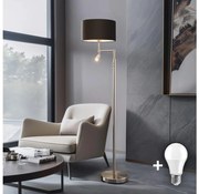 Eglo - Lampada LED da terra TUNJA 1xE27/60W/230V + LED/2,1W diametro 38 cm cromo/marrone