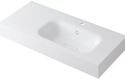 Lavabo integrale rettangolare vasca a destra L 100.5 x H 15 x P 46 cm in resina bianco