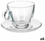 Tazza con Piatto Trasparente Vetro 170 ml (6 Unità)