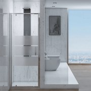 Box Doccia Battente 70 Cm Feridras "T-Squared" Cromo Lucido/Vetro Serigrafato