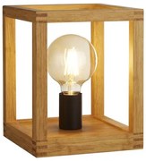 Lampada da tavolo quadrata - legno naturale e metallo nero