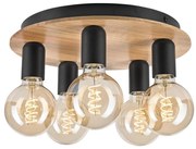 Plafoniera DUSTY 5xE27/15W/230V diametro 34 cm quercia/nero