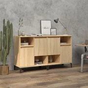 Credenza cucina in legno con 2 ante ripiano regolabile a 5 posizioni,  Mobile buffet portaoggetti Noce - Costway