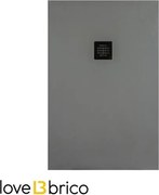 Piatto doccia in mineralmarmo 80x100 cm grigio chiaro effetto pietra con griglia e piletta sifonata