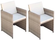 Sedie da giardino 2 pz con cuscini in polyrattan beige