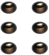 Set di 6 faretti da incasso moderni neri orientabili e inclinabili - Alloy