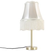 Lampada da tavolo classica ottone con paralume nonna crema 30 cm - Simplo