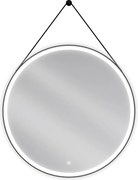 Mexen Reni specchio da bagno illuminato, rotondo 90 cm, LED 6000K, antiappannamento, cornice nera - 9812-090-090-611-70
