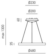 Sospensione Moderna Krizia Alluminio Satinato Bianco1 Modulo Led 38 W