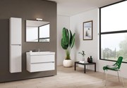 Mobile sottolavabo e lavabo Kora per vasca centrale laccato opaco bianco L 79.5 x H 50 x P 45.5 cm 2 cassetti