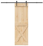 Porta Scorrevole Con Set Hardware 70x210 Cm Legno Massello Pino /