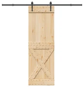Porta Scorrevole Con Set Hardware 70x210 Cm Legno Massello Pino /