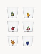 Set 6 bicchieri acqua in vetro borosilicato fatti a mano Fruits & Flowers