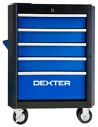 Carrello per officina DEXTER CAB01 in acciaio  4 ruote 5 cassetti 1 ripiani, L 72 x P 48 x H 94 cm