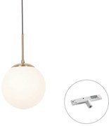 Lampada a sospensione Art Déco oro con vetro opale con adattatore per binario bianco monofase - Slimline Flore