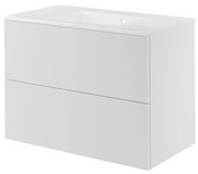 Mobile da bagno sotto lavabo Neo bianco laccato L 90 x H 64 x P 48 cm 2 cassetti, lavabo non incluso