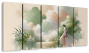 Quadri 5 pezzi – Figura delicata tra i fiori
