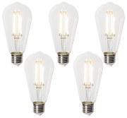 Set di 5 E27 3-staps dimbaar LED lamp ST64 clear 6W 700 lm 2700K