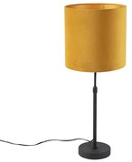 Lampada da tavolo nera paralume velluto giallo oro 25 cm - PARTE