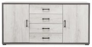 Madia con 2 ante e 4 cassetti centrali 174 cm in melaminico Bianco Frassino - VALE