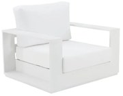 Poltrona da giardino con cuscino bianco e braccioli Lagun NATERIAL, struttura in alluminio seduta in textilene bianco, L 85 x H 80 x P 85 cm