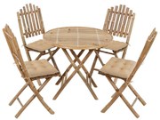 Set Da Pranzo Da Giardino 5 Pz Pieghevole Con Cuscini İn Bambù /