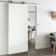 Porta scorrevole Oxford neve in mdf bianco, L 93 x H 212 cm, con binario Loft Alluminio Reversibile