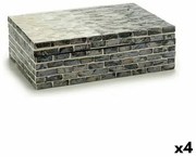 Scatola Decorativa Grigio Madreperla Truciolare 15,2 x 7,2 x 25 cm (4 Unità)