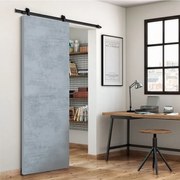 Porta scorrevole reversibile Cemento in mdf grigio, L 92.5 x H 215 cm, con binario Loft